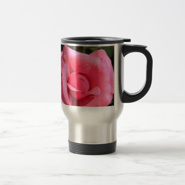 Caneca Térmica duas flores de rosa rosa-quente perfeitas. amor (Direita)