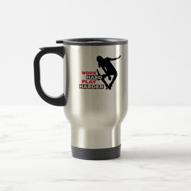 Caneca Térmica Duro de Trabalho Tocar Tão Duro Female Skateboarde (Esquerda)