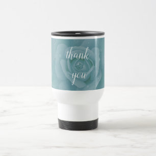 Caneca Térmica Dusty Blue Floral Obrigado Pelo Favor De Casamento