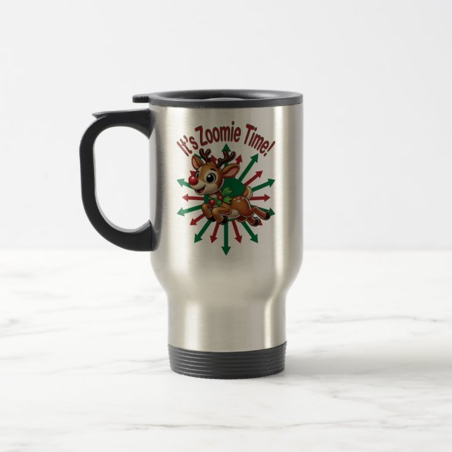 Caneca Térmica "É hora da Zoomie! Reindeer de Natal (Esquerda)