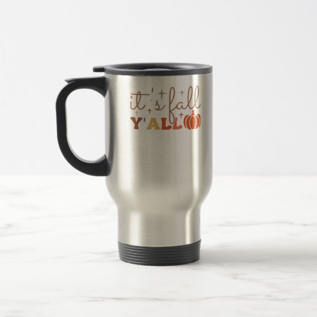 Caneca Térmica É "Queda Y'all", "Queda Pumpkin Skeleton Creepy Le (Esquerda)