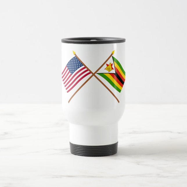 Caneca Térmica E.U. e bandeiras cruzadas Zimbabwe (Centro)