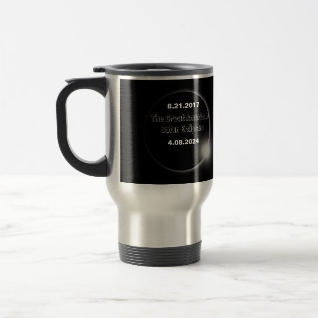 Caneca Térmica Eclipse Solar Duplamente Datado de 2024 & 2017 (Esquerda)