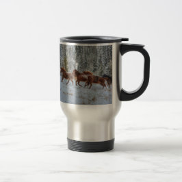 Caneca Térmica Efetivo de Cavalos Correndo na Neve de inverno