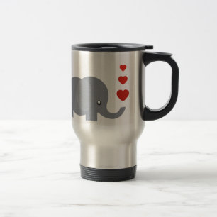 Caneca Térmica Elefante bonito com corações e amor caprichoso