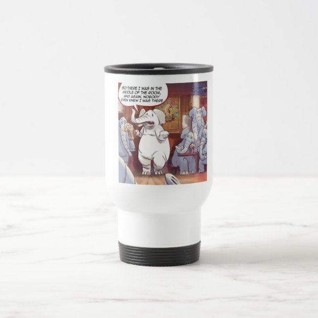 Caneca Térmica Elefante Branco Engraçado na Sala (Centro)