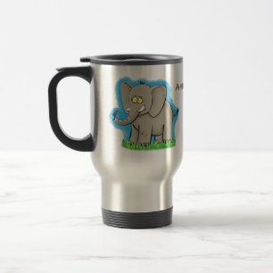 Caneca Térmica Elefante engraçado e bonito com desenho animado de