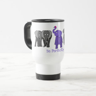 Caneca Térmica Elefante Roxo "Seja Perfeitamente Você"