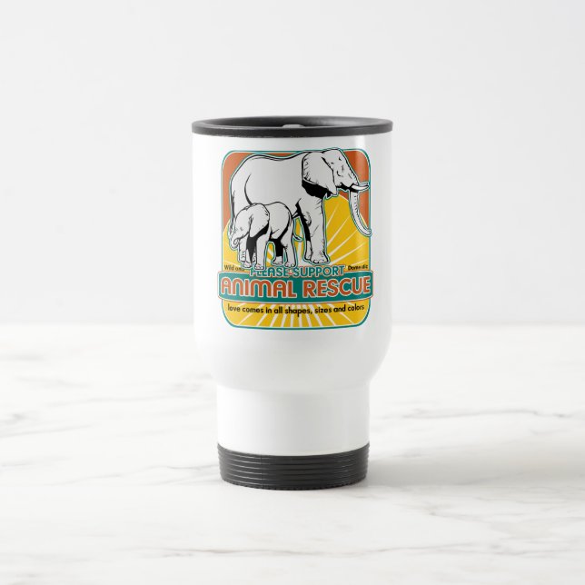 Caneca Térmica Elefantes animais do salvamento (Centro)