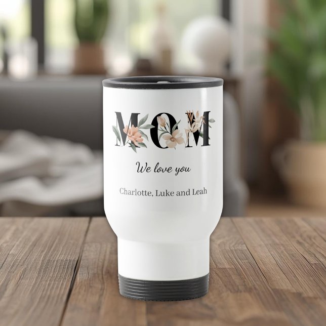 Caneca Térmica Elegant Floral Personalized Mom Travel Coffee Mug (Criador carregado)