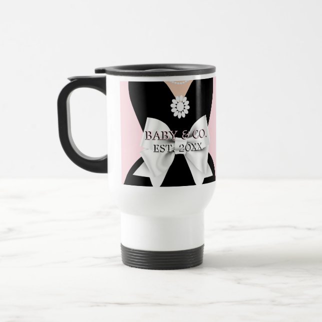 Caneca Térmica Elegante Tiffany Mamãe Étnica de Gravidez Rosa (Esquerda)