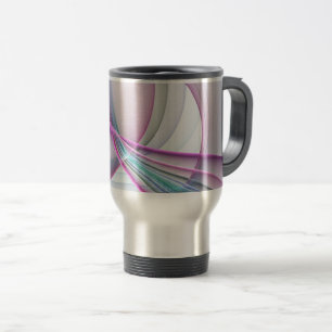 Caneca Térmica Em Movimento, Arte Fractal Abstrata Colorida Moder