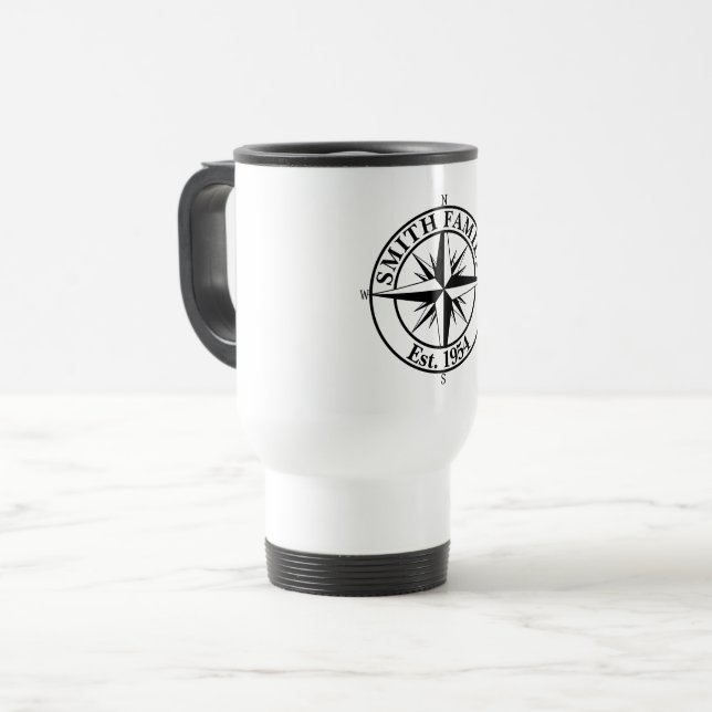 Caneca Térmica Emblema personalizável do monograma de estrela de  (Frente Esquerda)