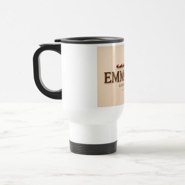 Caneca Térmica EMMANUEL | Mateus 1:23 Natal | Creme Quente (Esquerda)