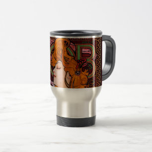 Caneca Térmica Emprego de Alphonse Mucha Vintage Art Nouveau Trab