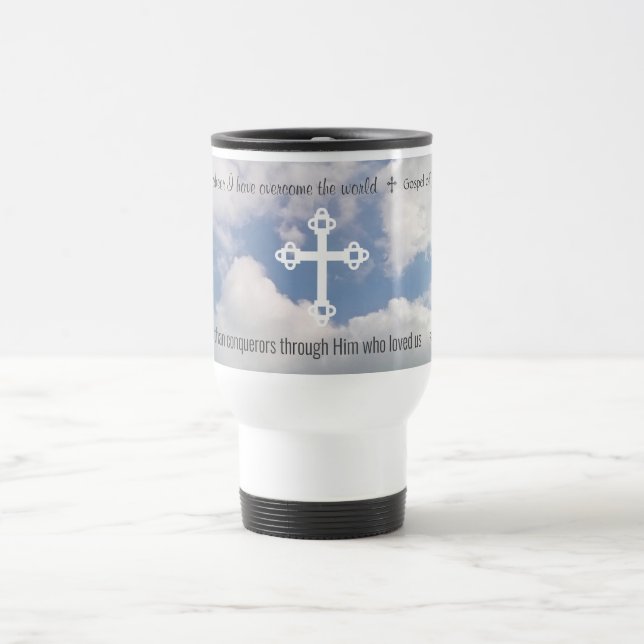 Caneca Térmica Encorajar Bíblia de fé cristã versa cruz (Centro)