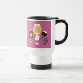 Caneca Térmica Enfermeira bonito dos desenhos animados & rosa