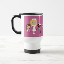 Caneca Térmica Enfermeira bonito dos desenhos animados & rosa