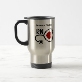 Caneca Térmica Enfermeira Cardiaca Estetoscopio Coração RN