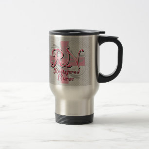 Caneca Térmica Enfermeira diplomada, redemoinhos cor-de-rosa da