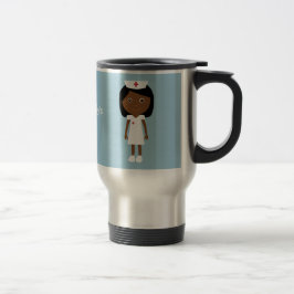 Caneca Térmica Enfermeira étnica bonito dos desenhos animados