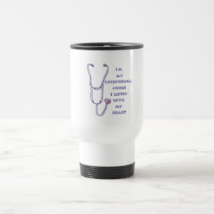 Caneca Térmica Enfermeira excepcional com estetoscópio