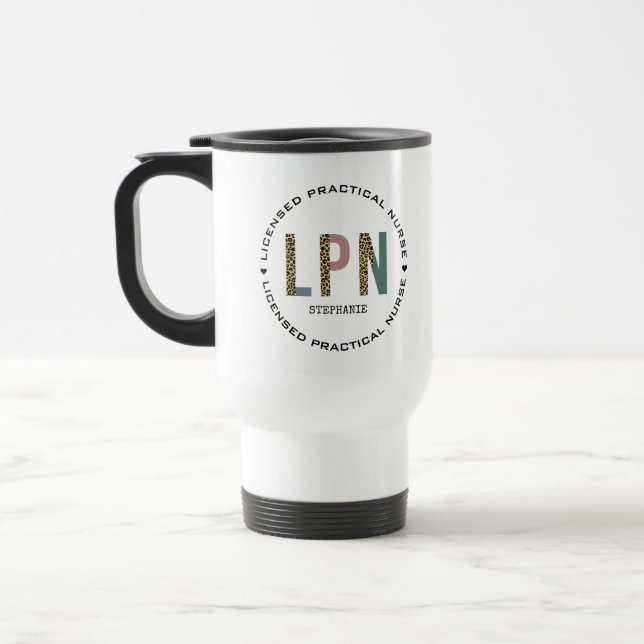 Caneca Térmica Enfermeiro prático licenciado de LPN personalizado (Esquerda)