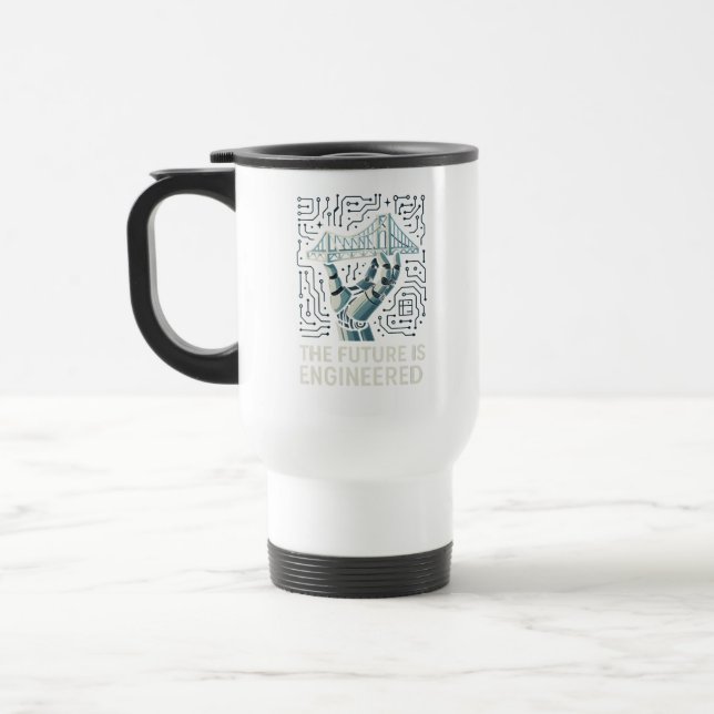 Caneca Térmica "Engineering Blueprint Mug - Design geométrico par (Esquerda)