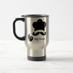 Caneca Térmica Engraçado, bigode preto, nome de texto personaliza