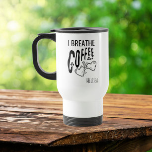 Caneca Térmica Engraçado Café Moderno Lover Eu Respiro Coffee Quo