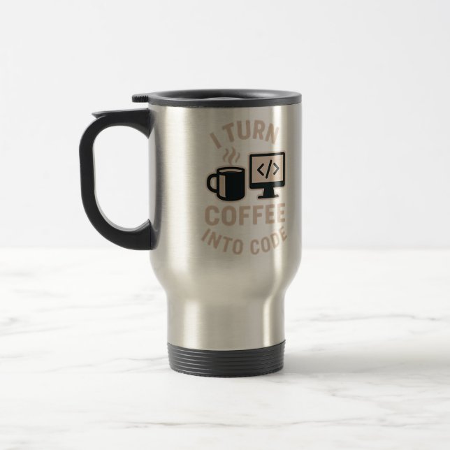 Caneca Térmica Engraçado Eu Transformo Café Em Código (Esquerda)