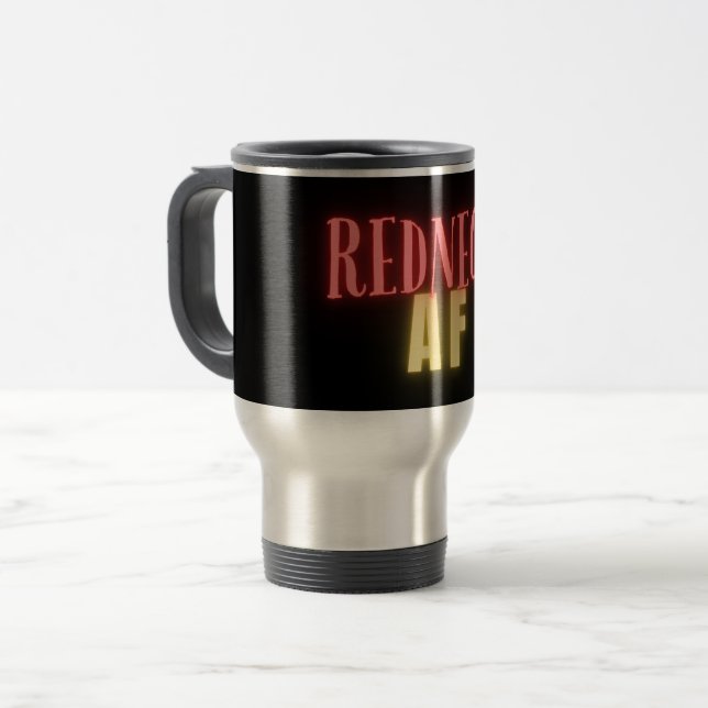 Caneca Térmica Engraçado Redneck AF Neon Personalizado (Frente Esquerda)