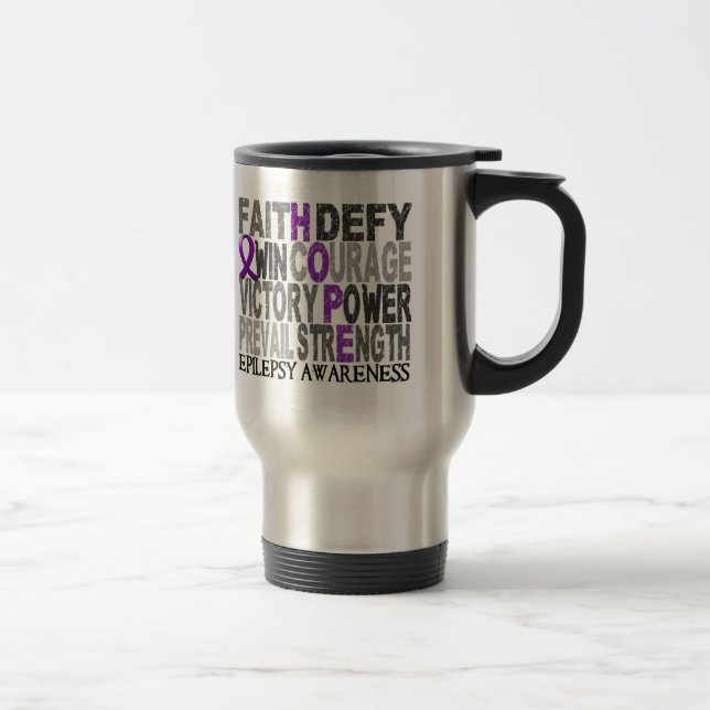 Caneca Térmica Epilepsia da colagem da palavra da esperança (Direita)