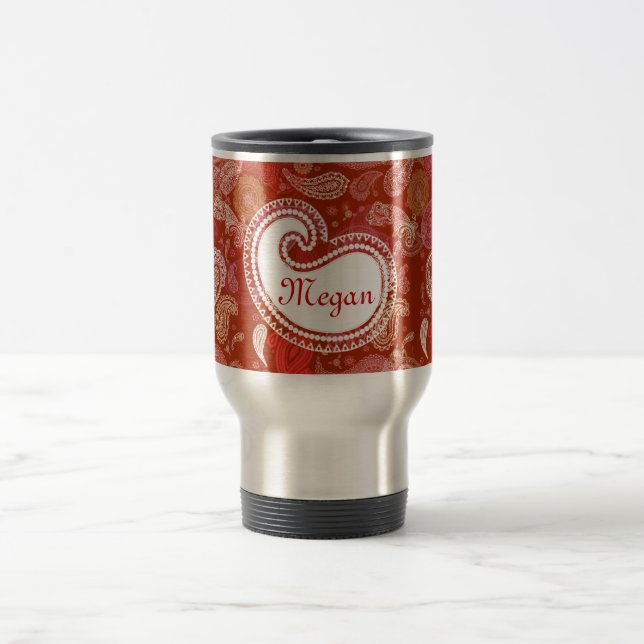 Caneca Térmica Escarlate vermelho de paisley (Centro)