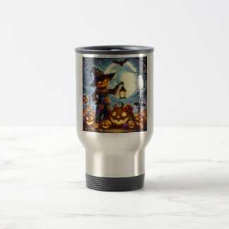 Caneca Térmica Escarneiro e abóboras bonitos do Dia das Bruxas