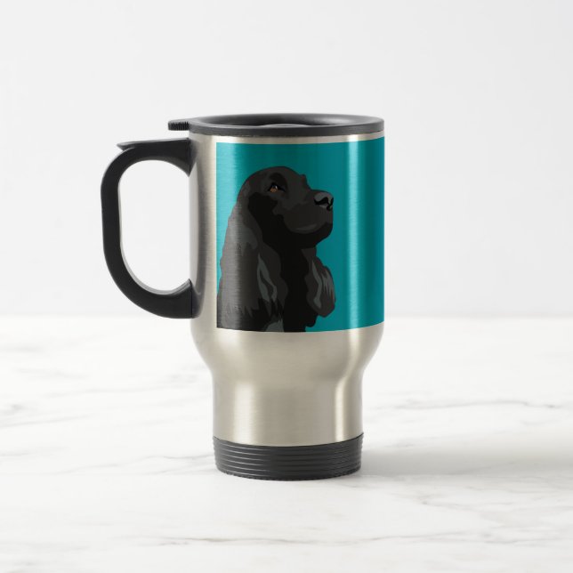 Caneca Térmica Espanhol de Cocker - Preto - Modelos de Raça Básic (Esquerda)