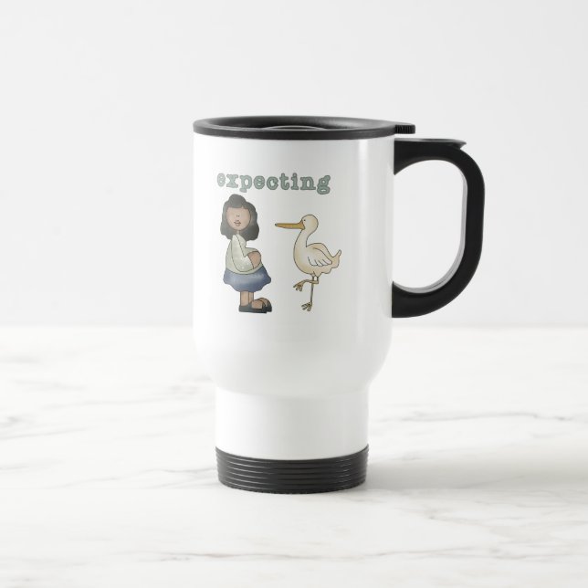 Caneca Térmica Esperando - Mãe Afro-Americana para Ser e Stork (Direita)