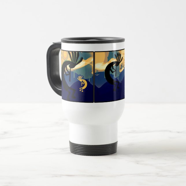 Caneca Térmica Espírito do Deserto de Kokopelli Teal (Frente Esquerda)