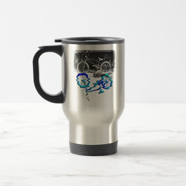 Caneca Térmica Esporte de bicicleta BMX Reflexão Colorida (Esquerda)