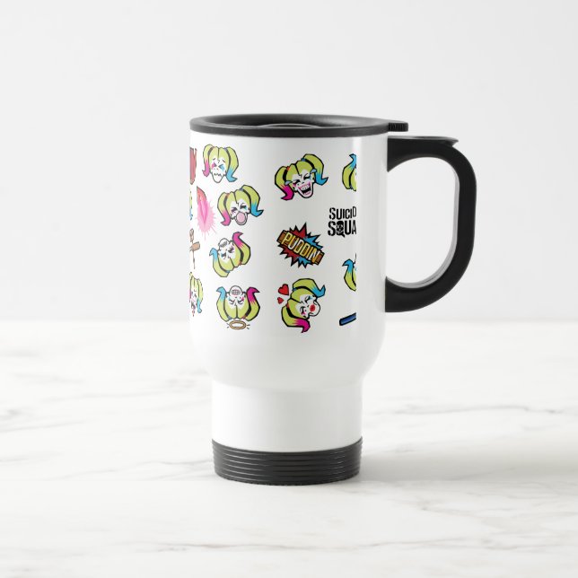 Caneca Térmica Esquadrão Suicida | Harley Quinn Emoji Pattern (Direita)