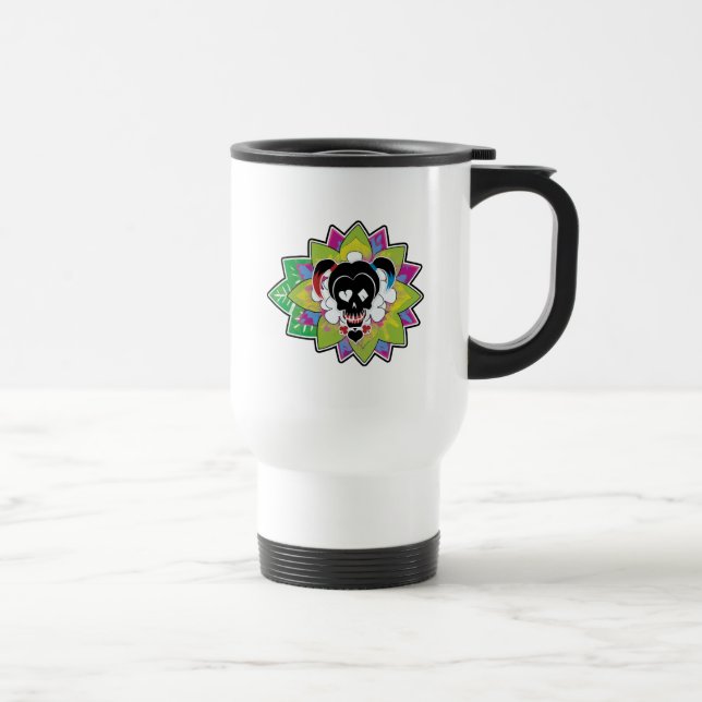 Caneca Térmica Esquadrão Suicida | Harley Quinn Skull Tattoo Art (Direita)