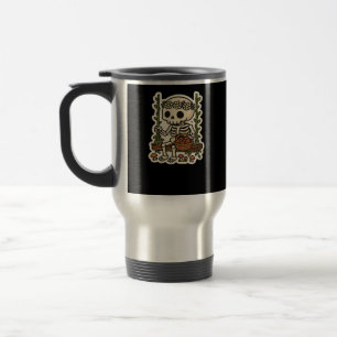 Caneca Térmica Esqueleto Cottagecore Com Coroa de Flores