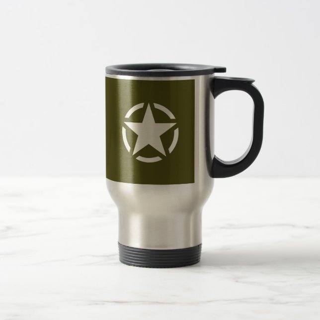 Caneca Térmica Estêncil estrelado em Khaki Verde (Direita)