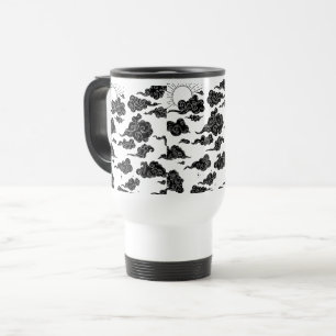 Caneca Térmica Estética de Padrão de Nuvem Japonesa