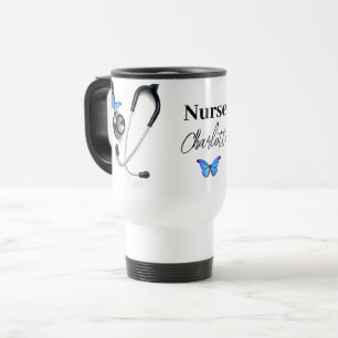 Caneca Térmica Estetoscópio Borboleta Azul Enfermeira Doutor