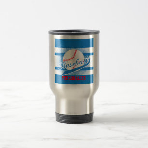 Caneca Térmica Estilo de Basebol Retroativo Azul