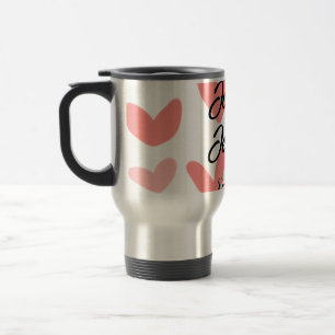 Caneca Térmica estilo de texto minimalista simples branco coração