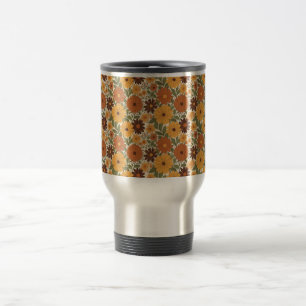 Caneca Térmica estilo floral/flor vintage dos anos 70