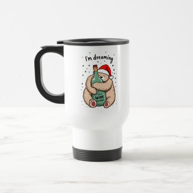 Caneca Térmica Estou sonhando com um Natal de vinho (Esquerda)