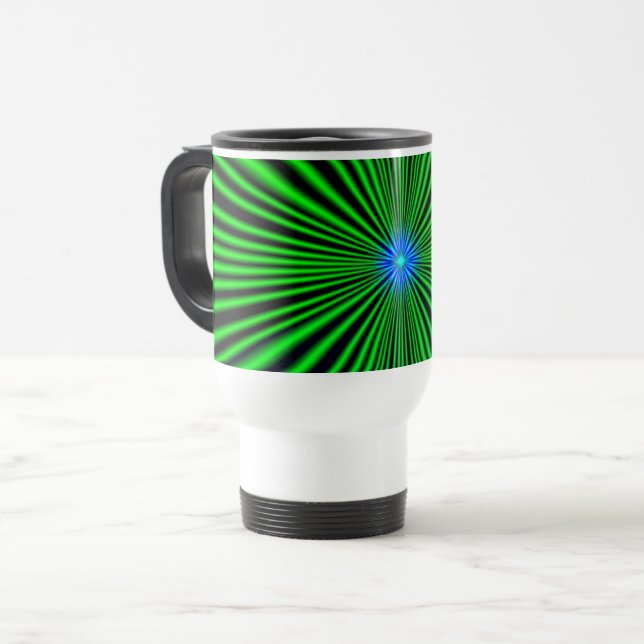 Caneca Térmica Estrela Azul com Luz Verde (Frente Esquerda)